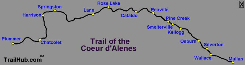 Trail of the Coeur d'Alenes Map