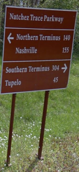 sign along Natchez Trace near Tishomingo State Park