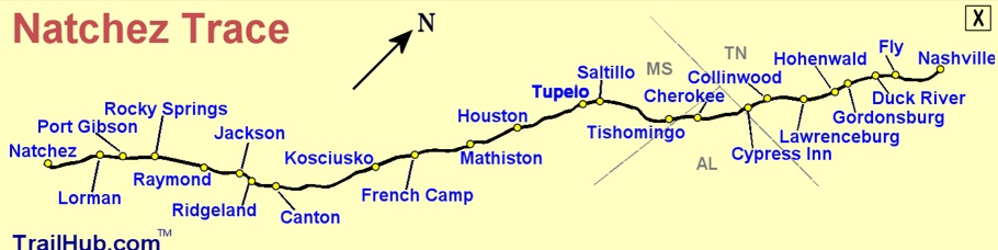 Natchez Trace Map