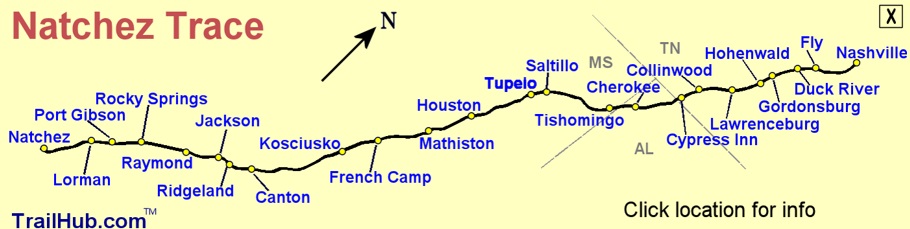 Natchez Trace Map