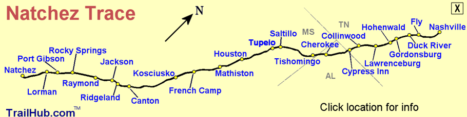 Natchez Trace Map